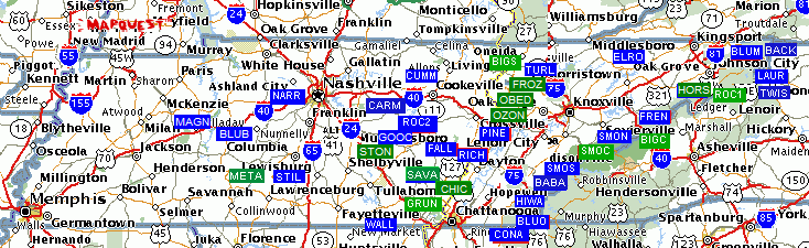 TENNESSEE SWIMMING HOLE MAP